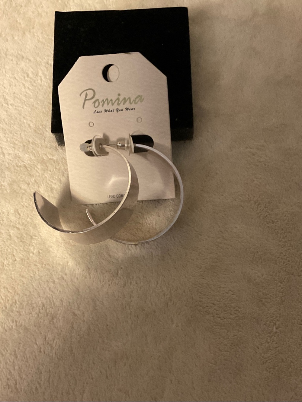Pomina Silver Crescent Hoop Earrings